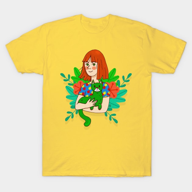 The girl and the cat T-Shirt by Christi Petaloti